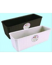 VASO FIORIERA IN PVC EFFETTO  RATTAN MOKA CM 40X16X23