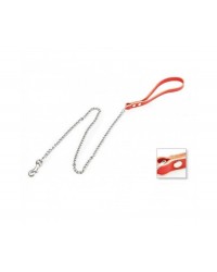 GUINZAGLIO PER CANE CON CATENA E  MANICO IN CUOIO