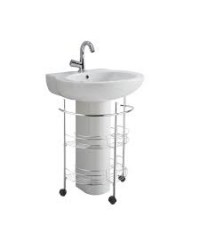 Carrello sottolavabo in filo cromato con ruote